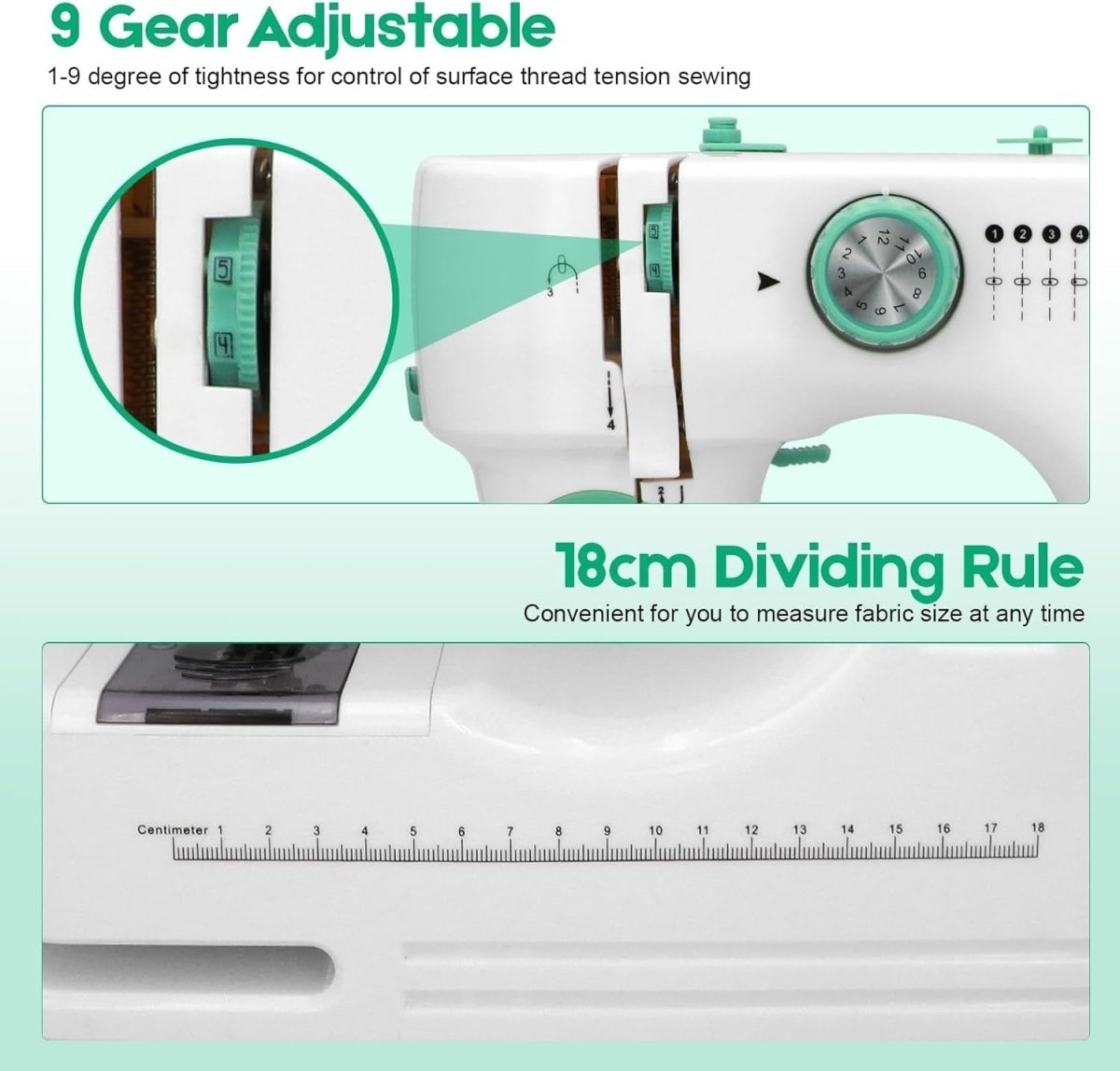12 Stitch Sewing Machine 6 Presser Feet Foot Pedal 2 Speed DIY - Kwikley