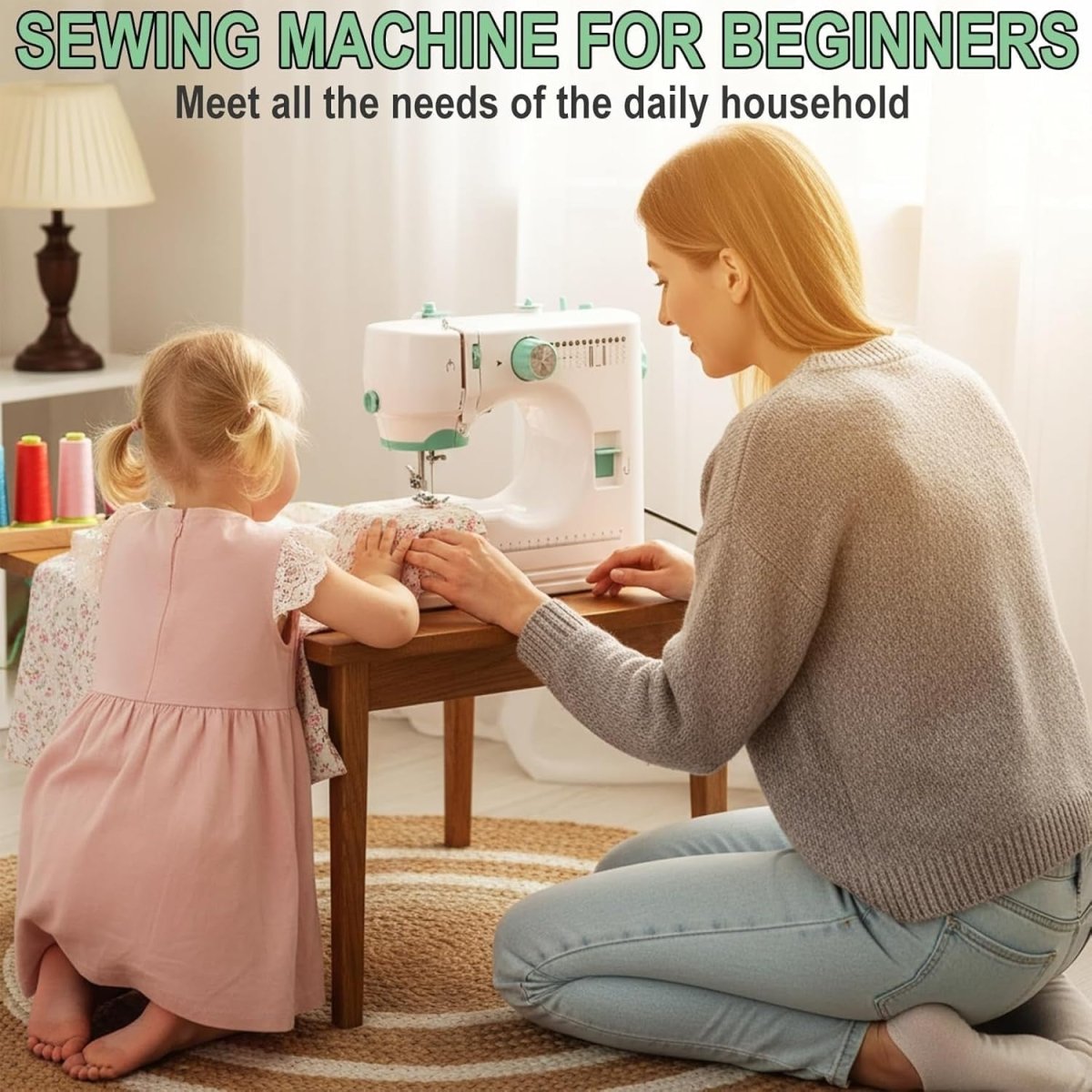 12 Stitch Sewing Machine Dual Speed Foot Pedal Compact Beginner - Kwikley