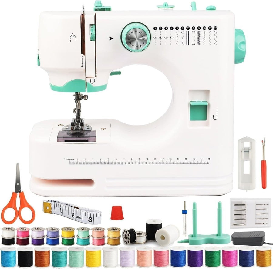 12 Stitch Sewing Machine Dual Speed Foot Pedal Compact Beginner - Kwikley