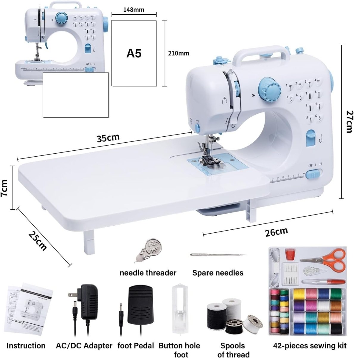 12 Stitch Sewing Machine Expansion Table Foot Pedal Beginner Kit - Kwikley