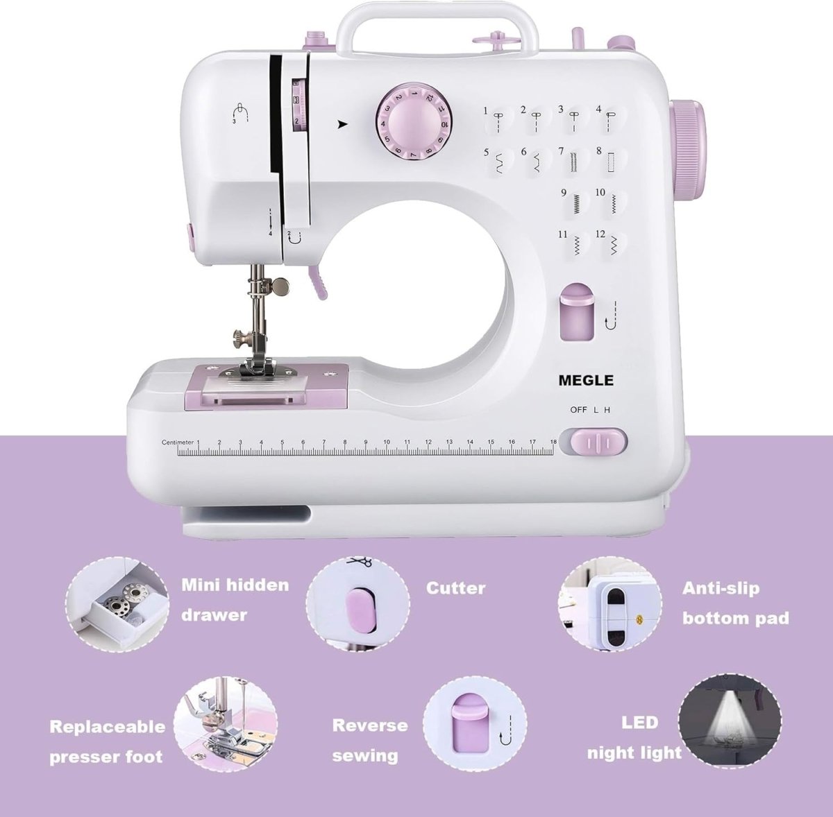 12 Stitch Sewing Machine Foot Pedal Double Speed Beginner Kids - Kwikley