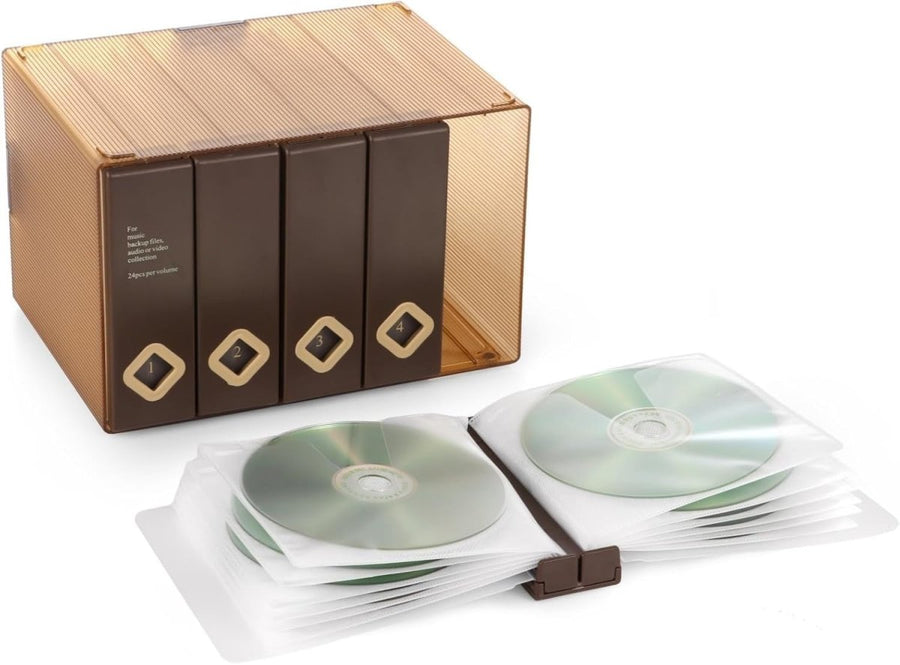 120 Disc CD DVD Storage Case Stackable Plastic Organizer Box Coffee - Kwikley