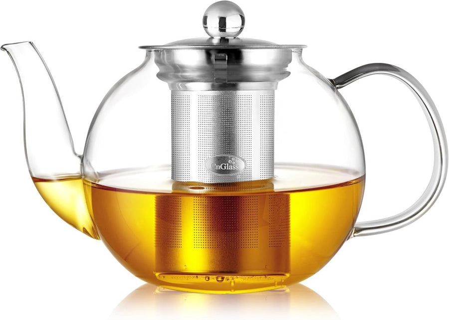 1200ml Glass Teapot with Infuser Stovetop Safe Loose Leaf Tea Maker - Kwikley