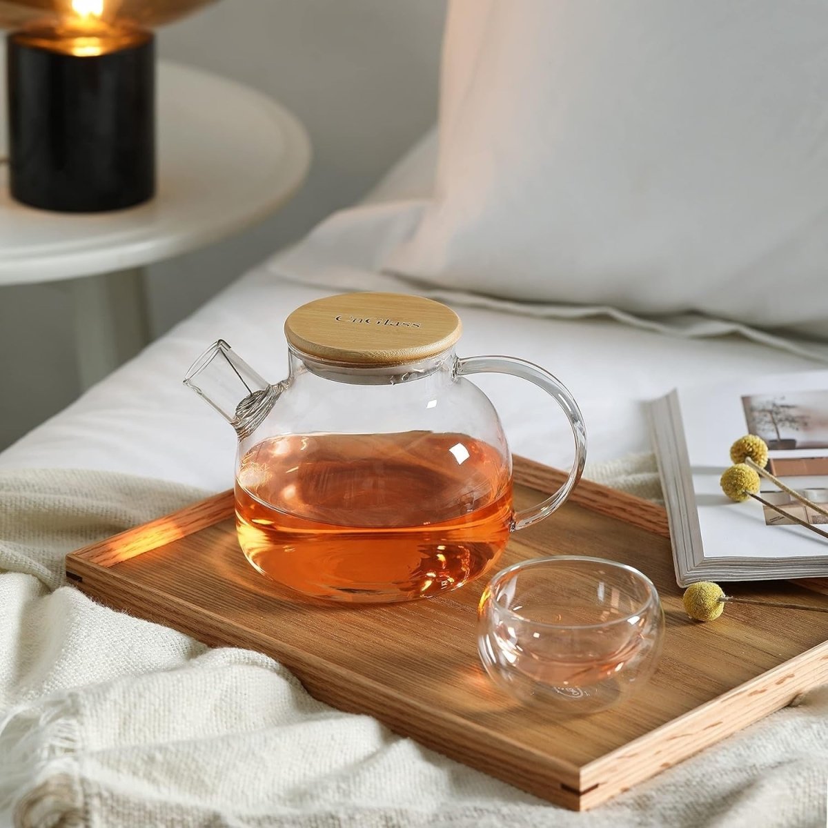 1200ml Glass Teapot with Infuser Stovetop Safe Loose Leaf Tea Pot - Kwikley