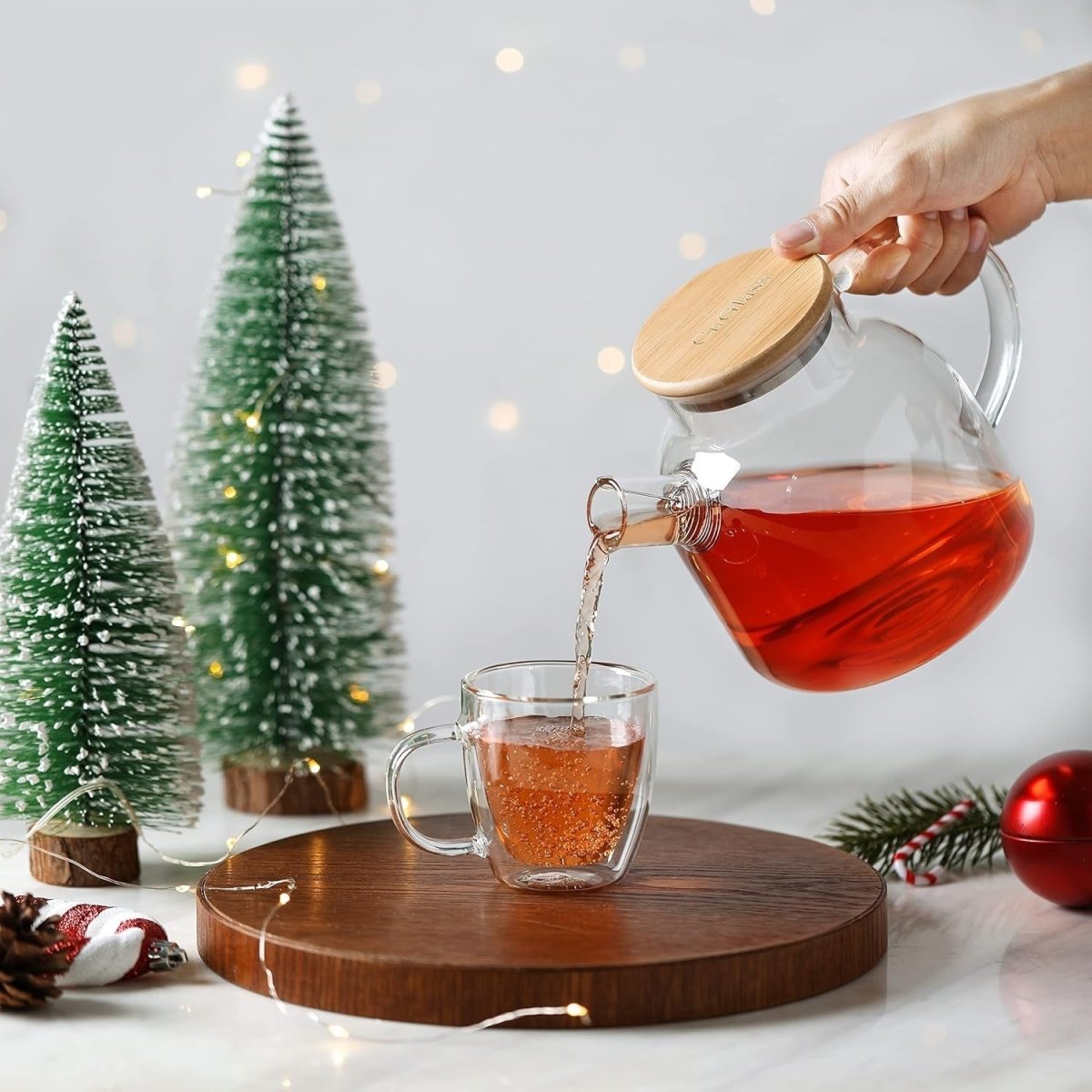 1200ml Glass Teapot with Infuser Stovetop Safe Loose Leaf Tea Pot - Kwikley