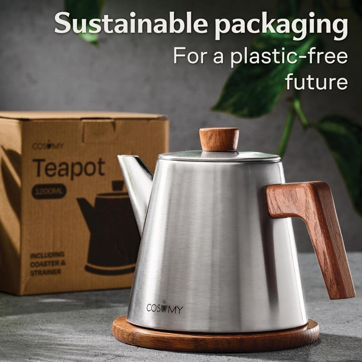 1200ml Stainless Steel Teapot with Infuser Induction Tea Kettle Set - Kwikley