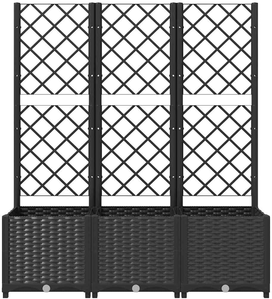 120cm Planter with Trellis Black Raised Garden Bed Climbing Plants - Kwikley