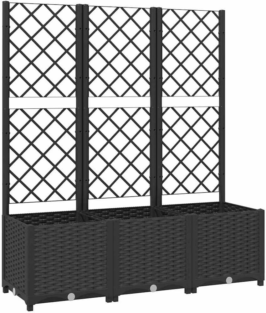 120cm Planter with Trellis Black Raised Garden Bed Climbing Plants - Kwikley