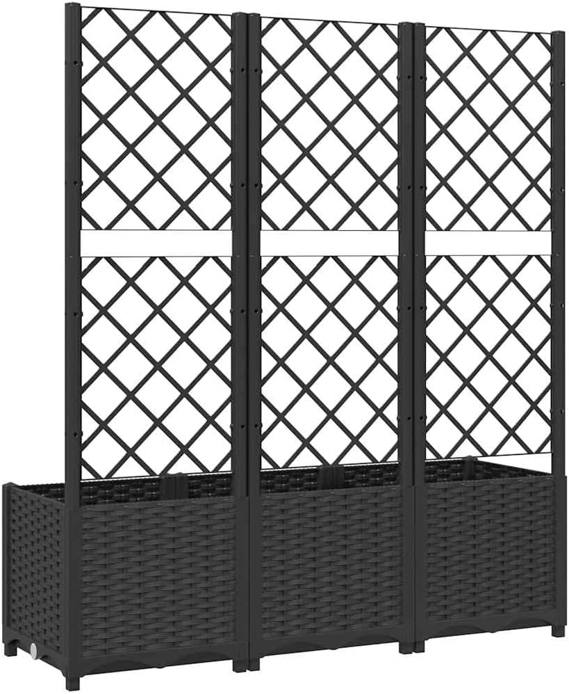 120cm Planter with Trellis Black Raised Garden Bed Climbing Plants - Kwikley