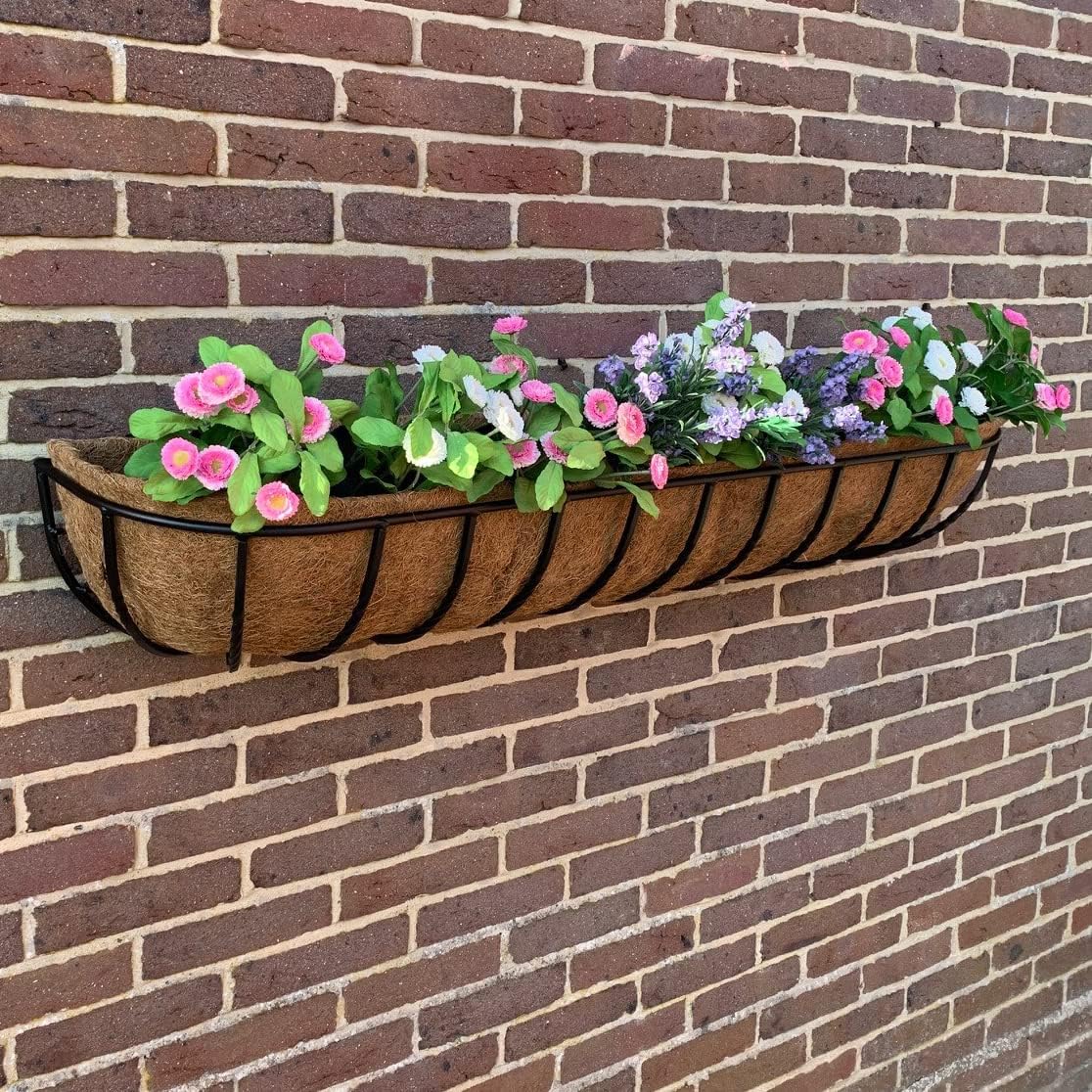 120cm Wall Trough Planter Metal Hanging Basket Coco Liner - Kwikley