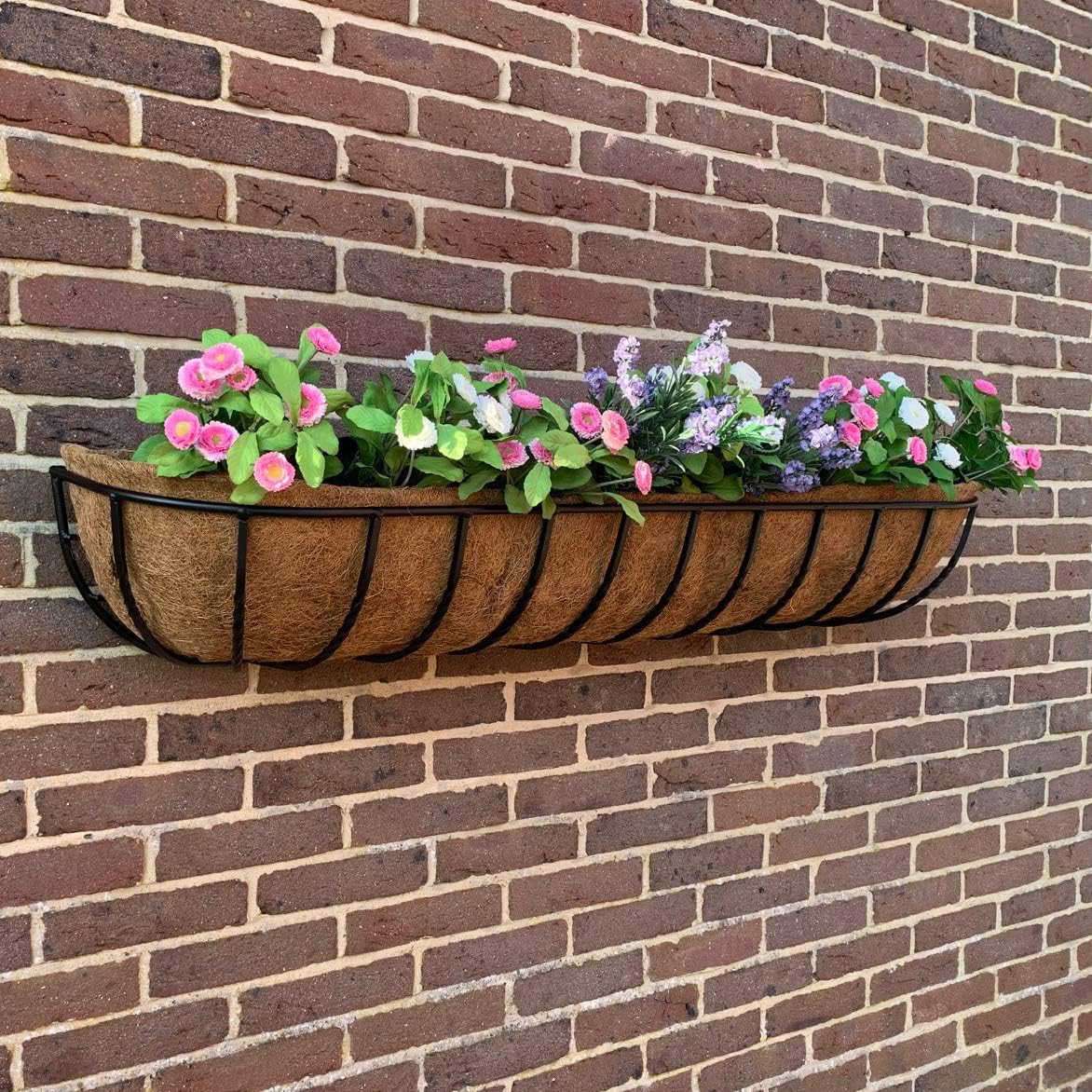 120cm Wall Trough Planter Metal Hanging Basket Coco Liner - Kwikley