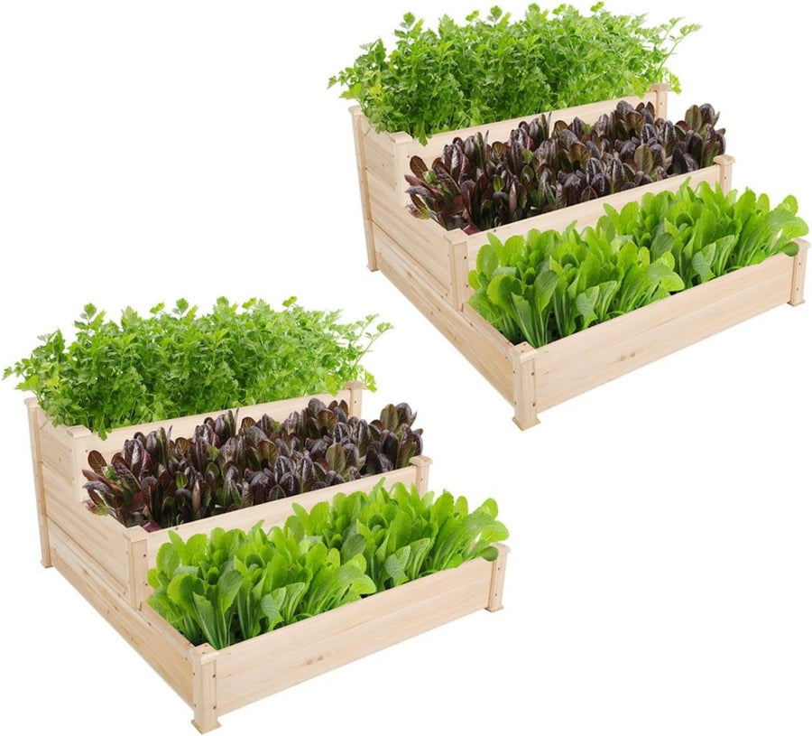 120cm Wooden Raised Garden Bed 3 Tier Planter Box Divisible - Kwikley