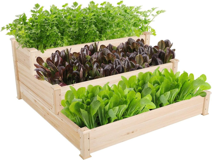 120cm Wooden Raised Garden Bed 3 Tier Planter Box Outdoor - Kwikley
