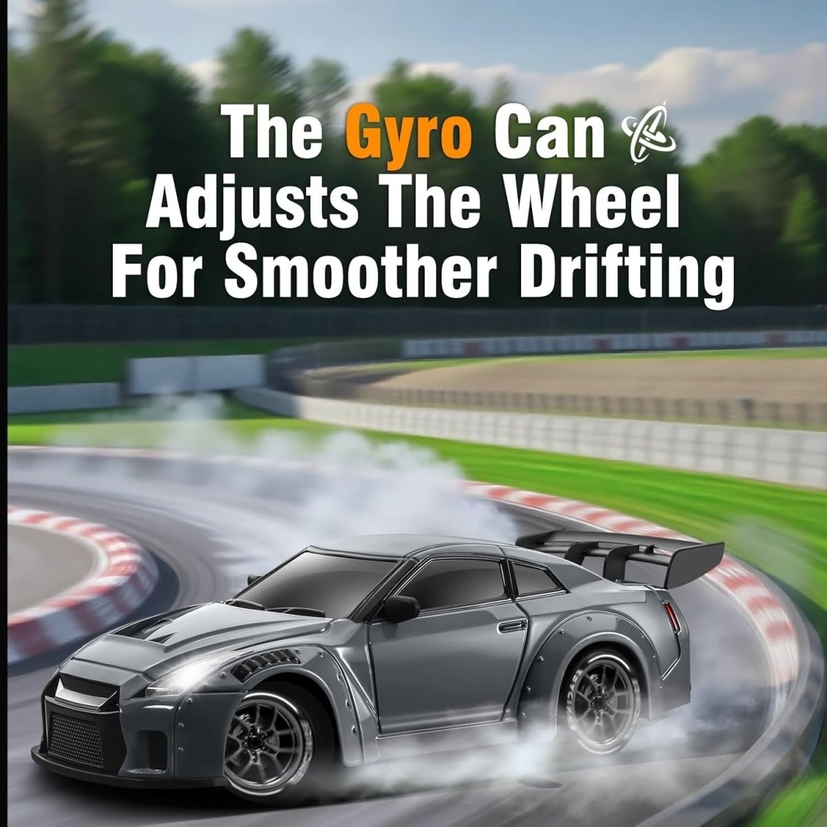 1:24 4WD RC Drift Car 25KM/H Gyro Lights 2 Batteries + Extra Tires - Kwikley
