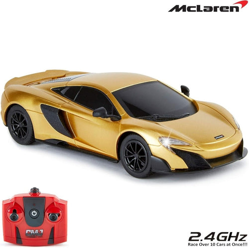 1:24 Gold Sports Car RC Toy, Fast Remote Control Car with Lights 2.4GHz - Kwikley