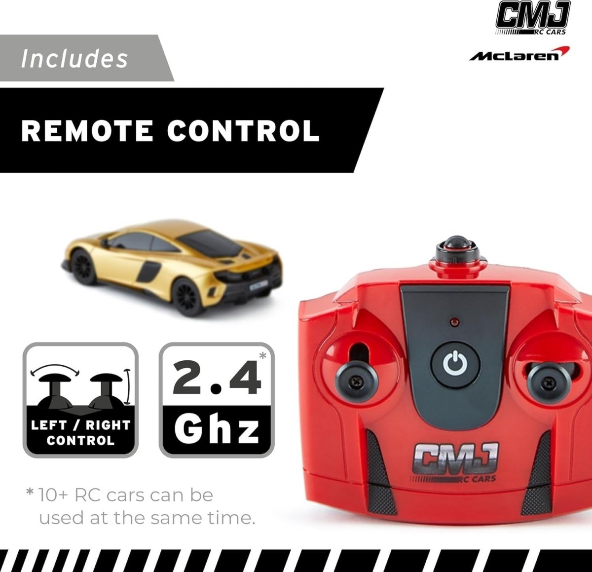 1:24 Gold Sports Car RC Toy, Fast Remote Control Car with Lights 2.4GHz - Kwikley