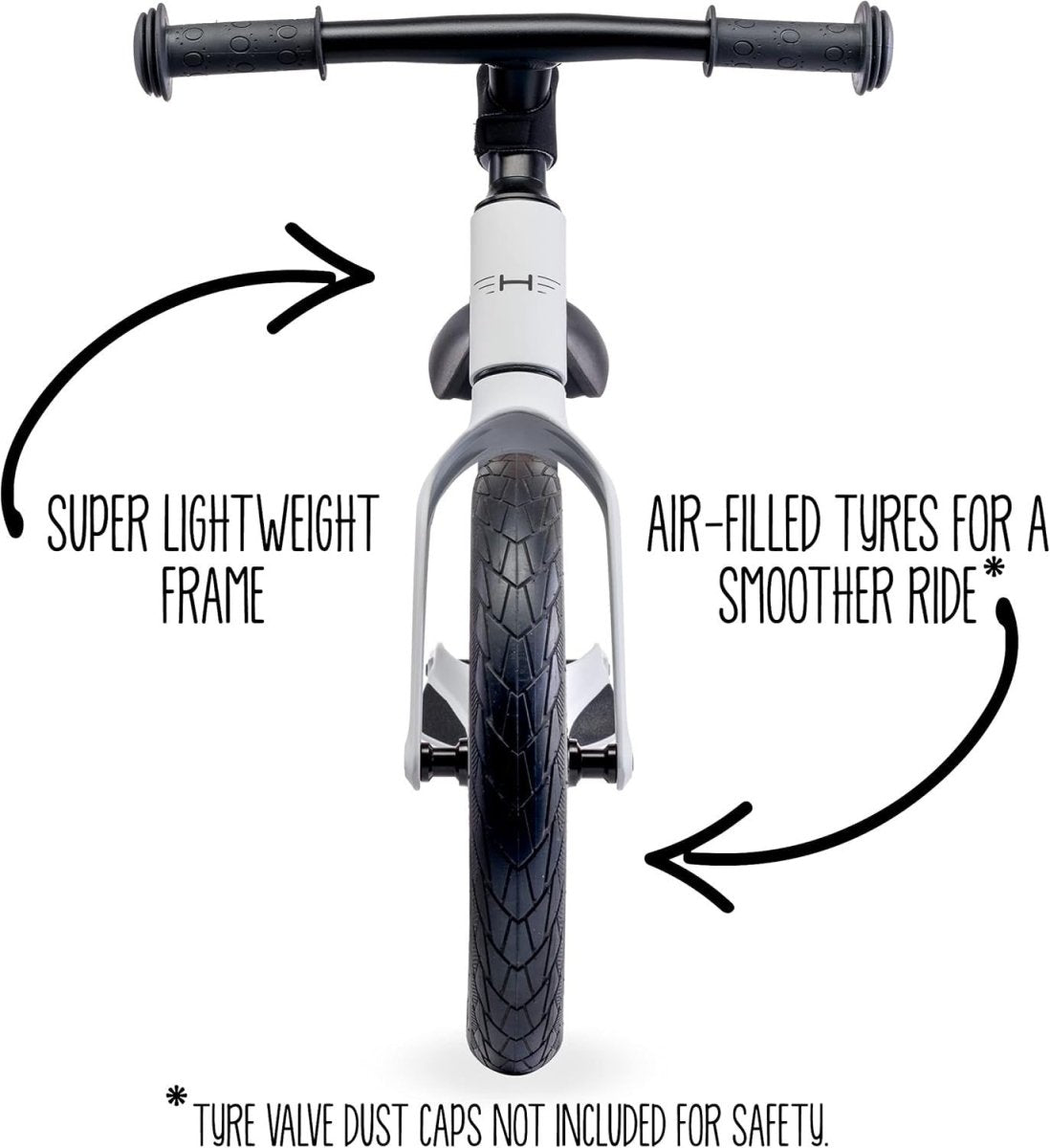 12.5" Kids Balance Bike Lightweight Toddler Push Bike Air Tyres White - Kwikley
