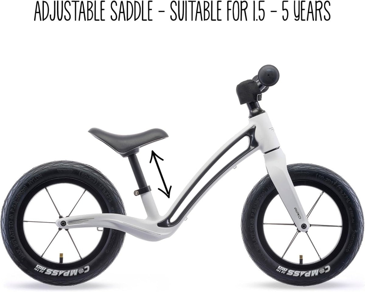 12.5" Kids Balance Bike Lightweight Toddler Push Bike Air Tyres White - Kwikley