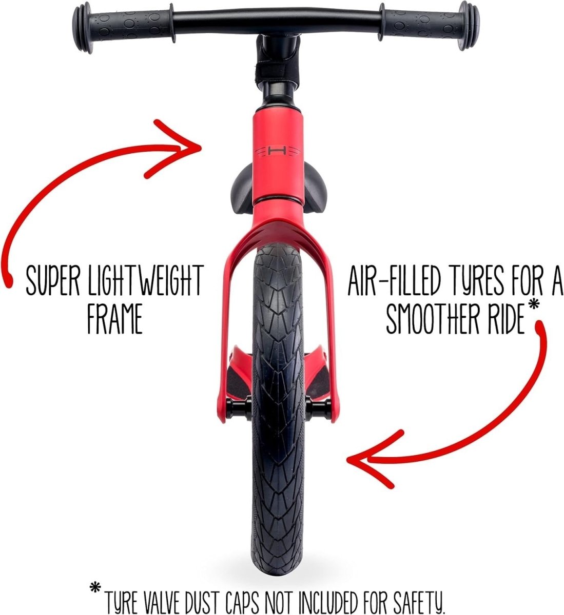 12in Kids Balance Bike Lightweight Magnesium Push Bike Air Tyres Red - Kwikley