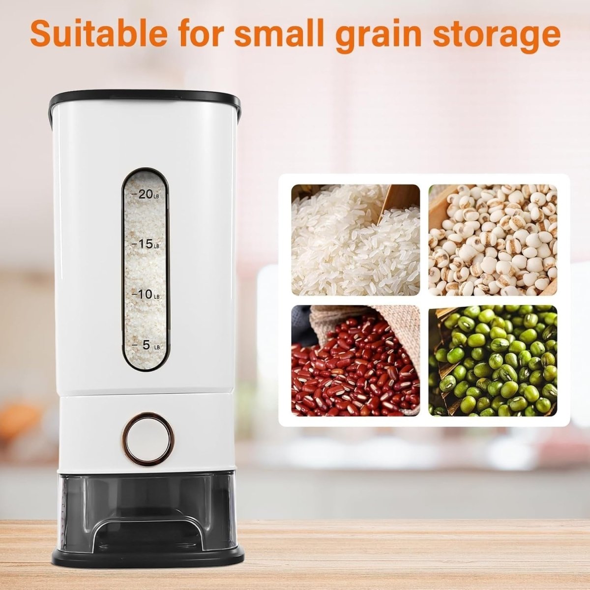 12kg Airtight Rice Dispenser w Measuring Cup & Scale - Kwikley