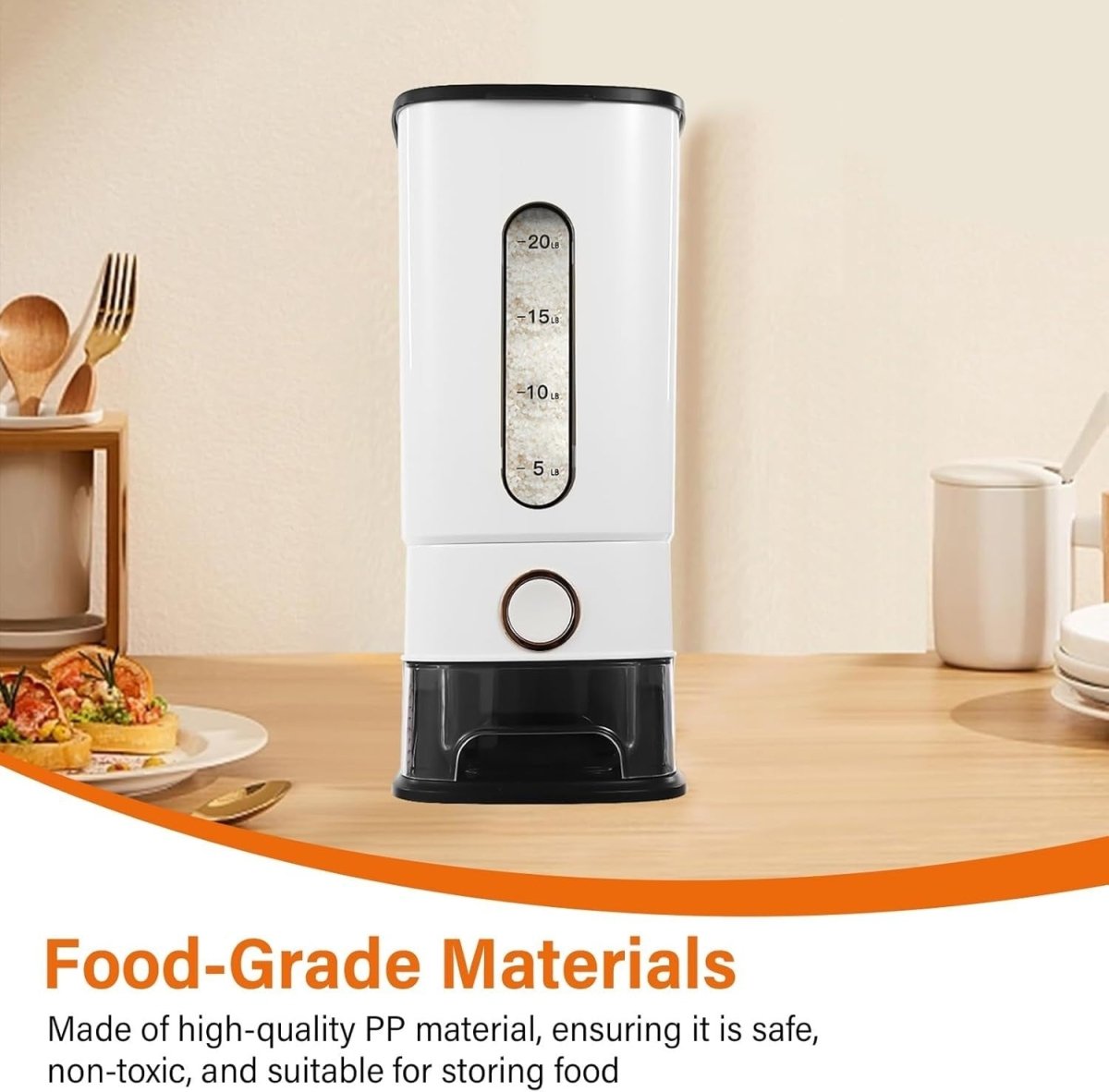 12kg Airtight Rice Dispenser w Measuring Cup & Scale - Kwikley