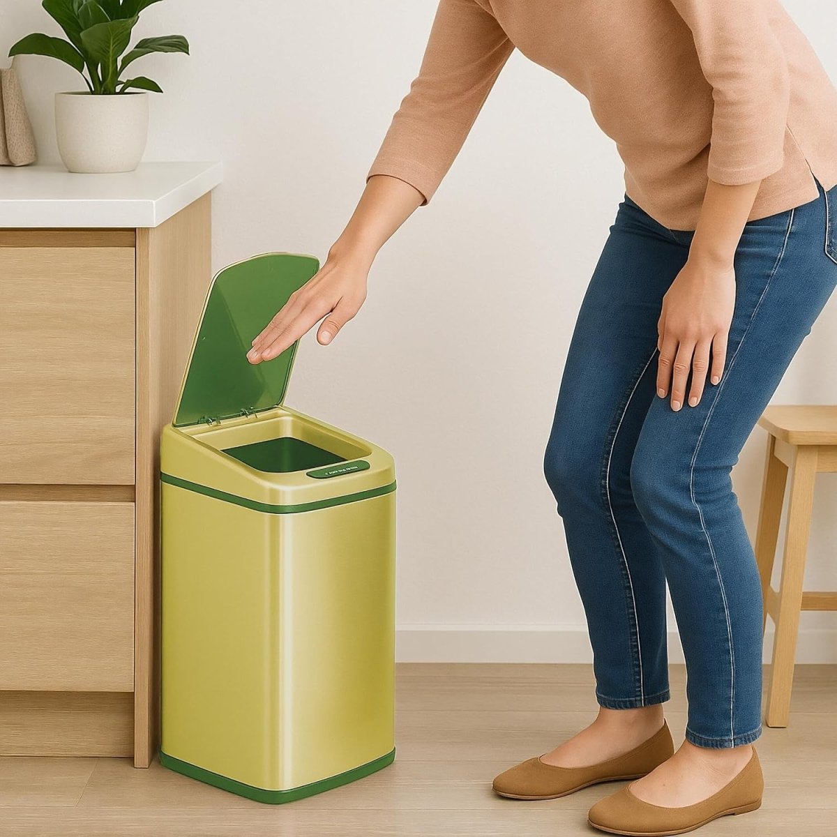 12L Motion Sensor Bin Rose Gold Square Kitchen Bathroom - Kwikley