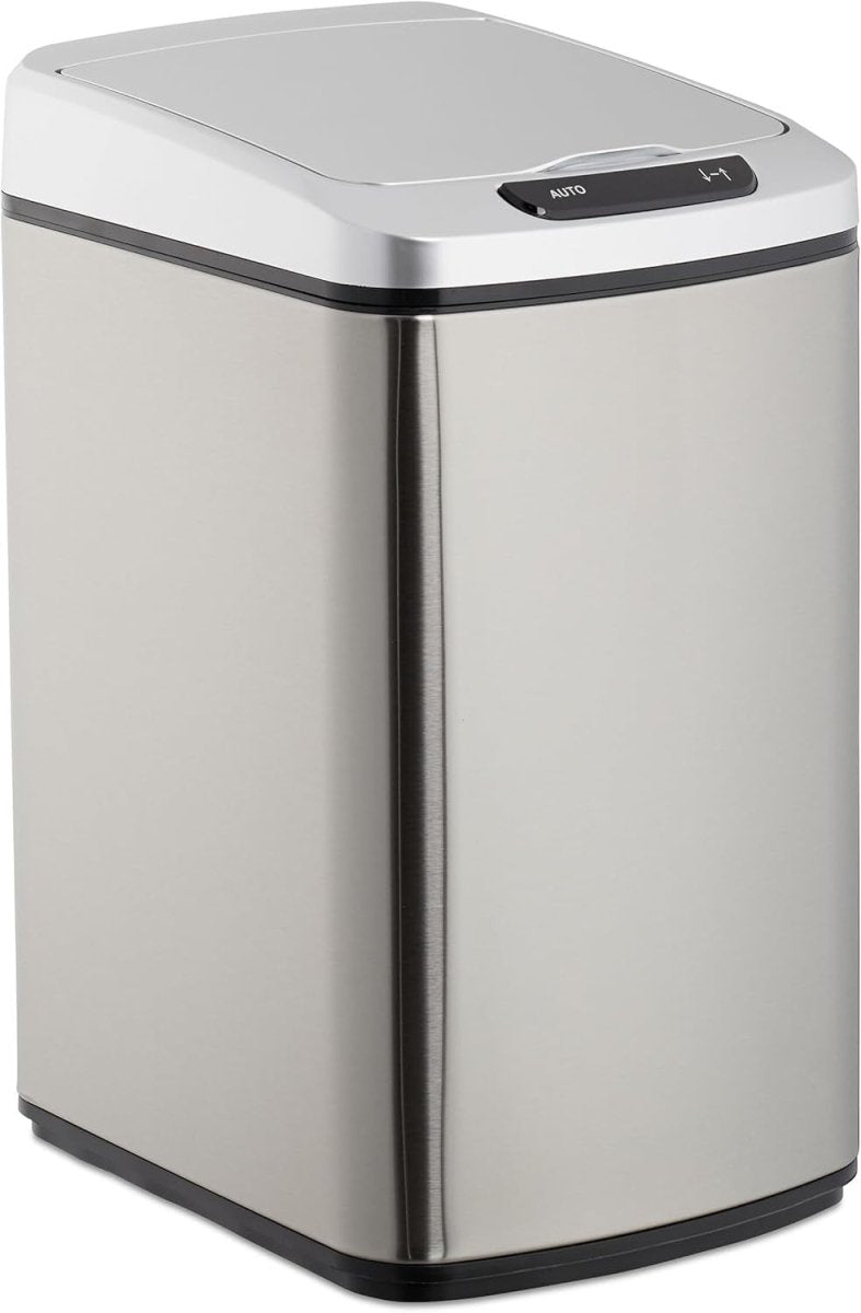 12L Motion Sensor Kitchen Bin Silver Square Steel Bathroom - Kwikley