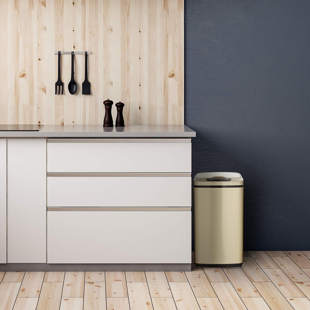 12L Motion Sensor Kitchen Bin Square Steel Bathroom Trash Can - Kwikley