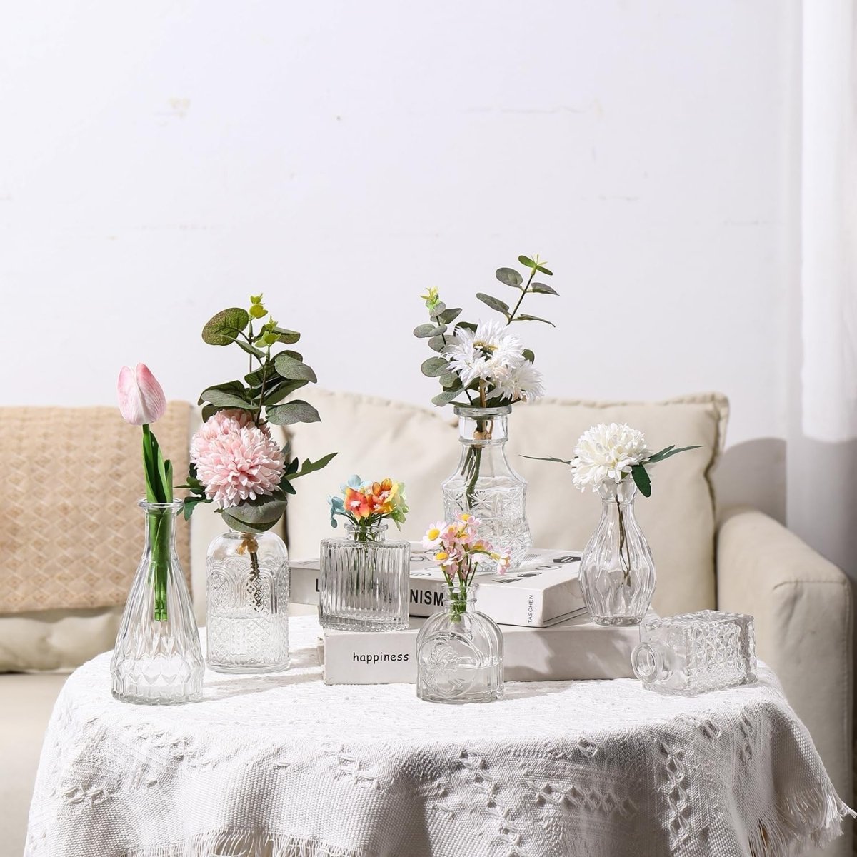 12pcs Clear Glass Bud Vases Wedding Table Centerpieces Mini Flower Decor - Kwikley