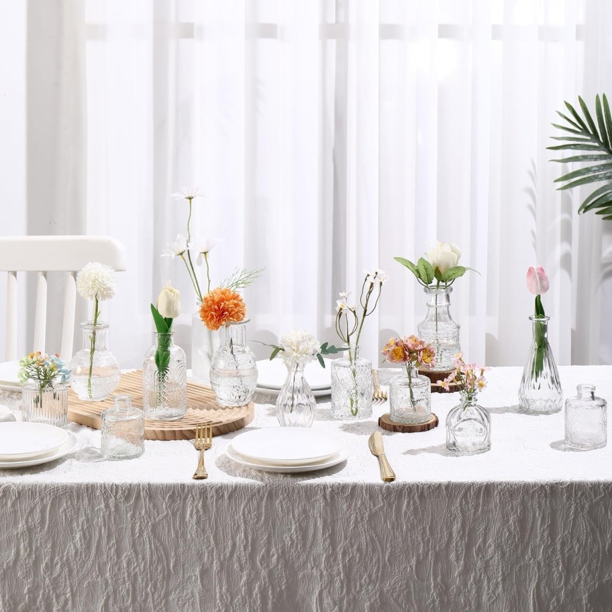 12pcs Clear Glass Bud Vases Wedding Table Centerpieces Mini Flower Decor - Kwikley