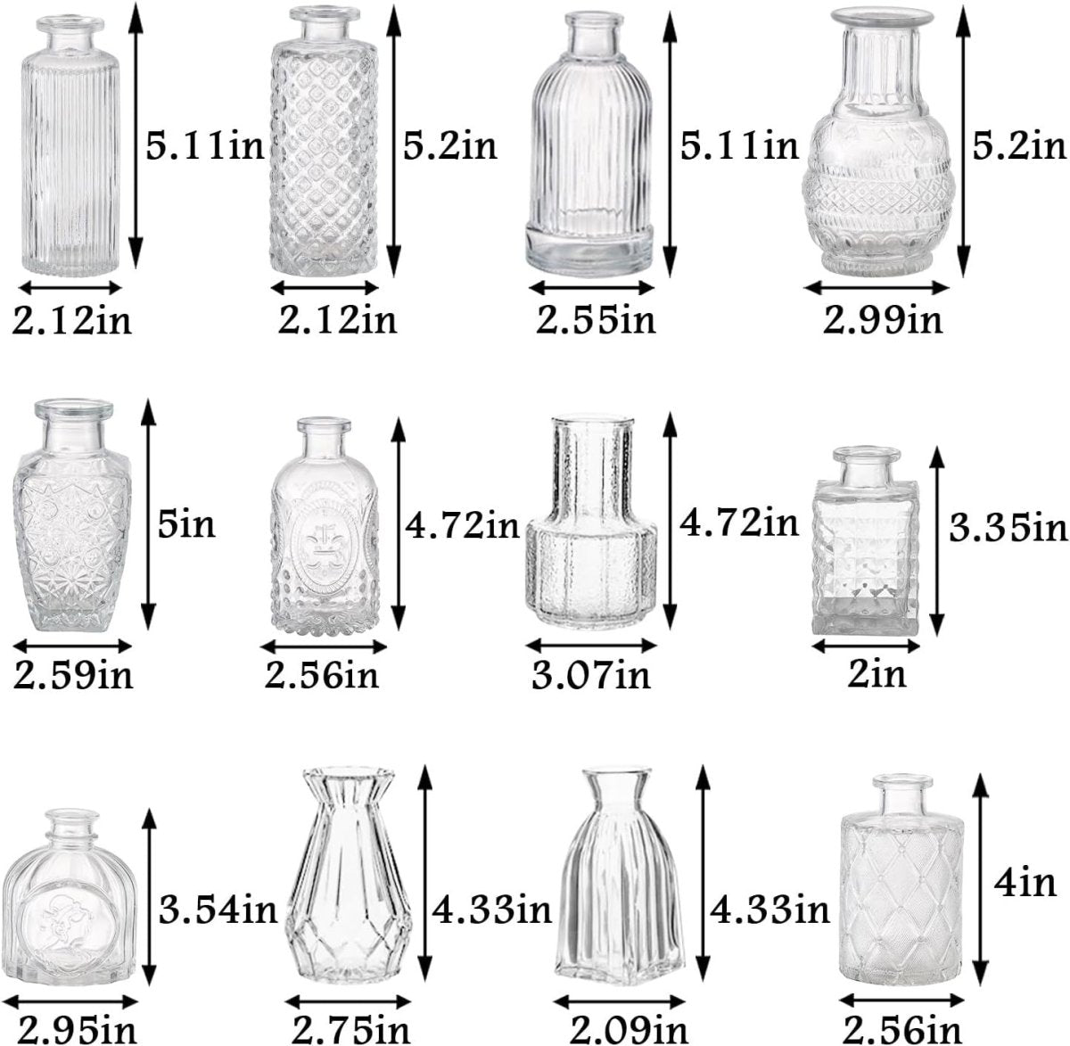 12pcs Clear Glass Bud Vases Wedding Table Centerpieces Mini Flower Decor - Kwikley