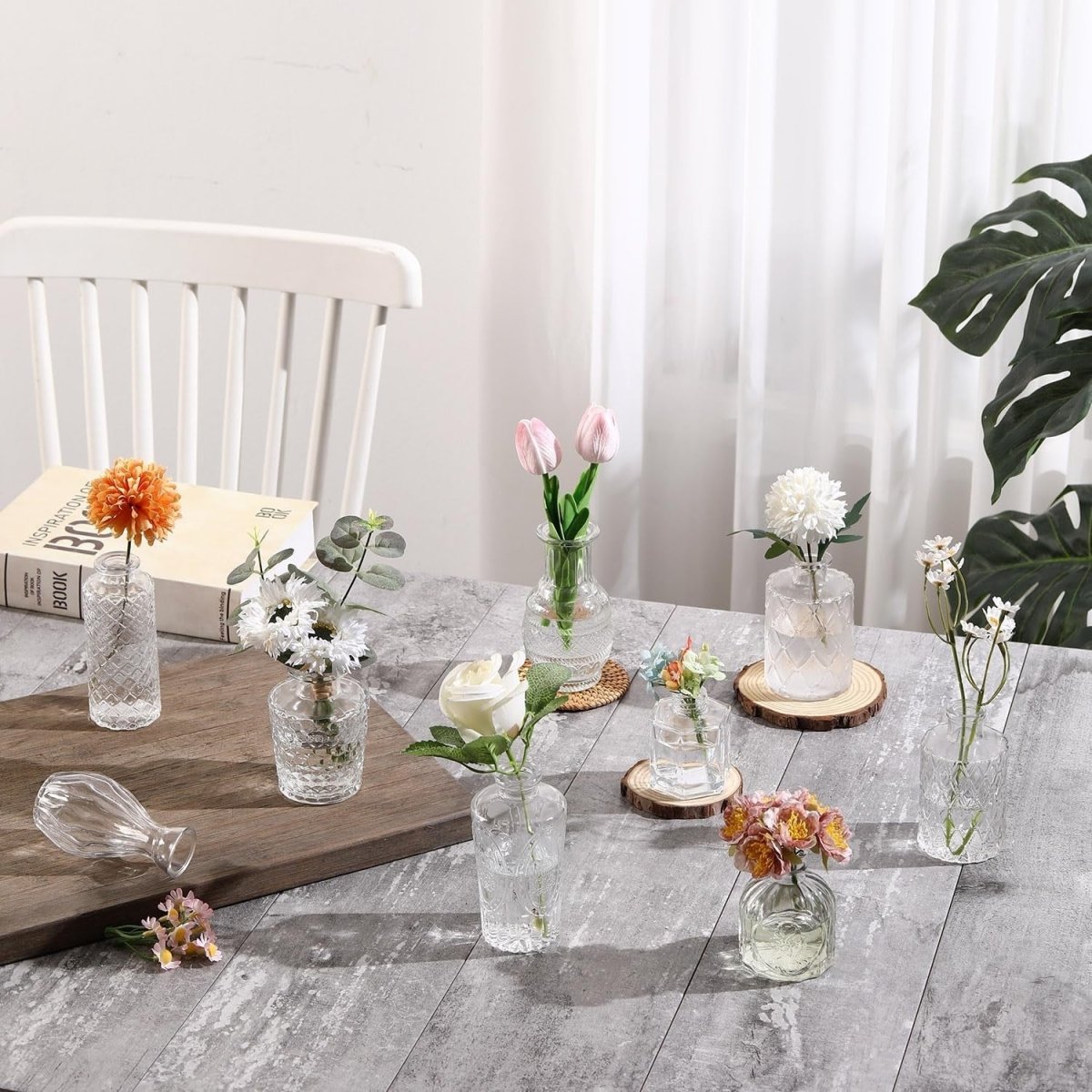 12pcs Clear Glass Bud Vases Wedding Table Centerpieces Mini Flower Decor - Kwikley