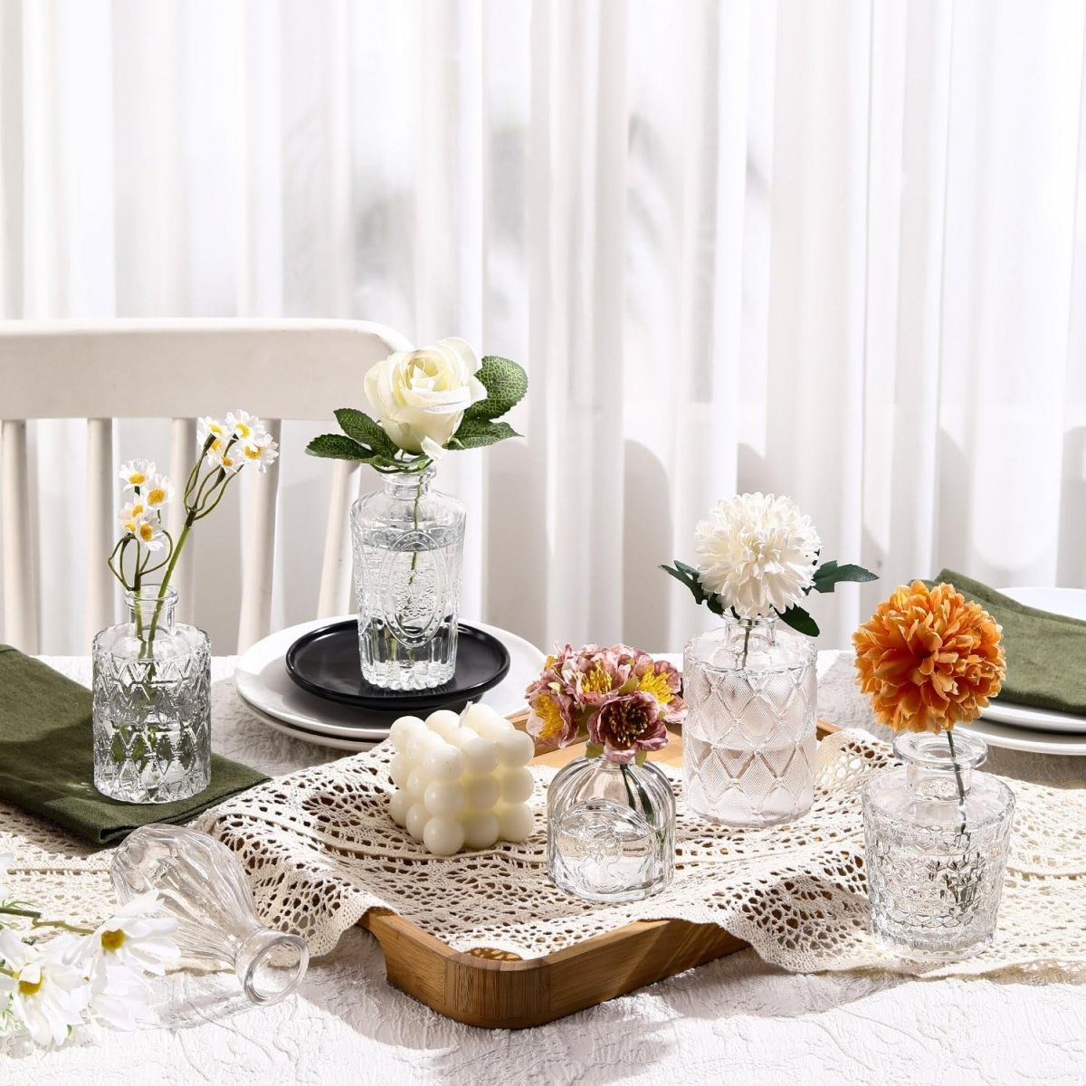 12pcs Clear Glass Bud Vases Wedding Table Centerpieces Mini Flower Decor - Kwikley