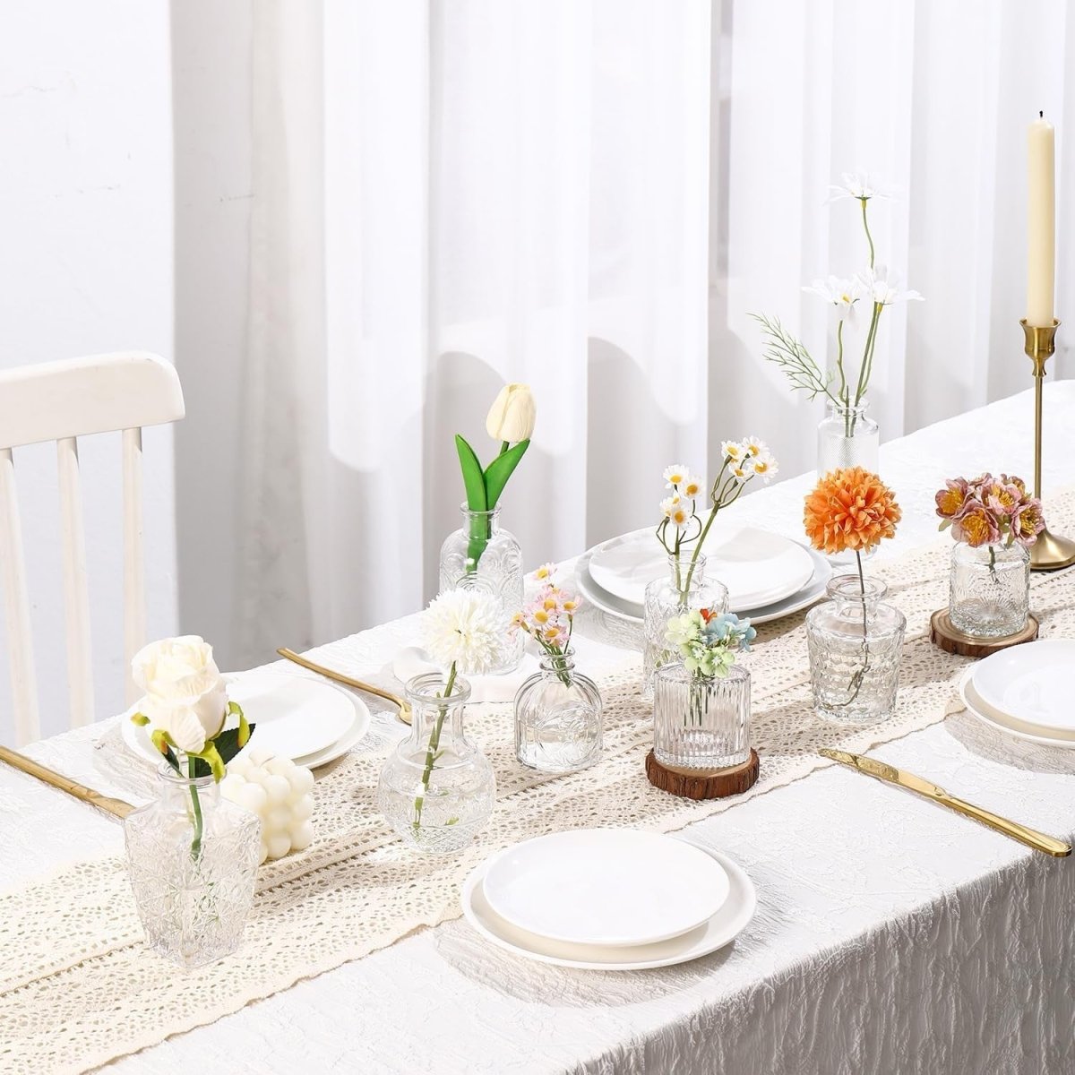 12pcs Clear Glass Bud Vases Wedding Table Centerpieces Mini Flower Decor - Kwikley