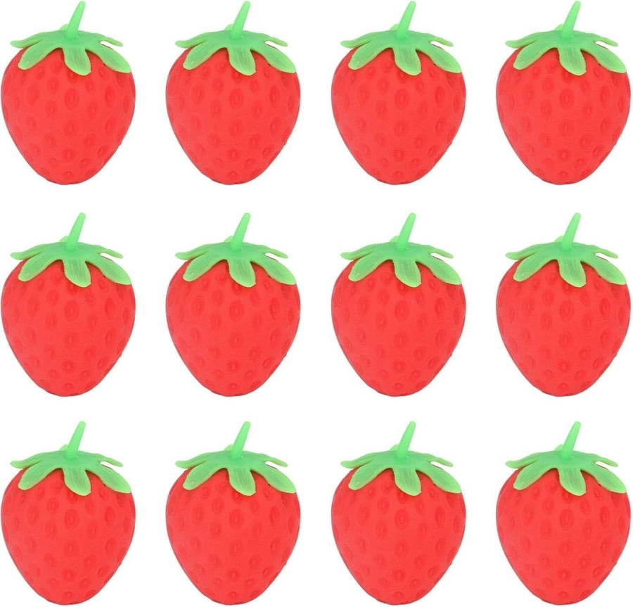 12pcs Strawberry Stress Balls Soft Elastic Squeeze Fidget Anxiety Relief - Kwikley