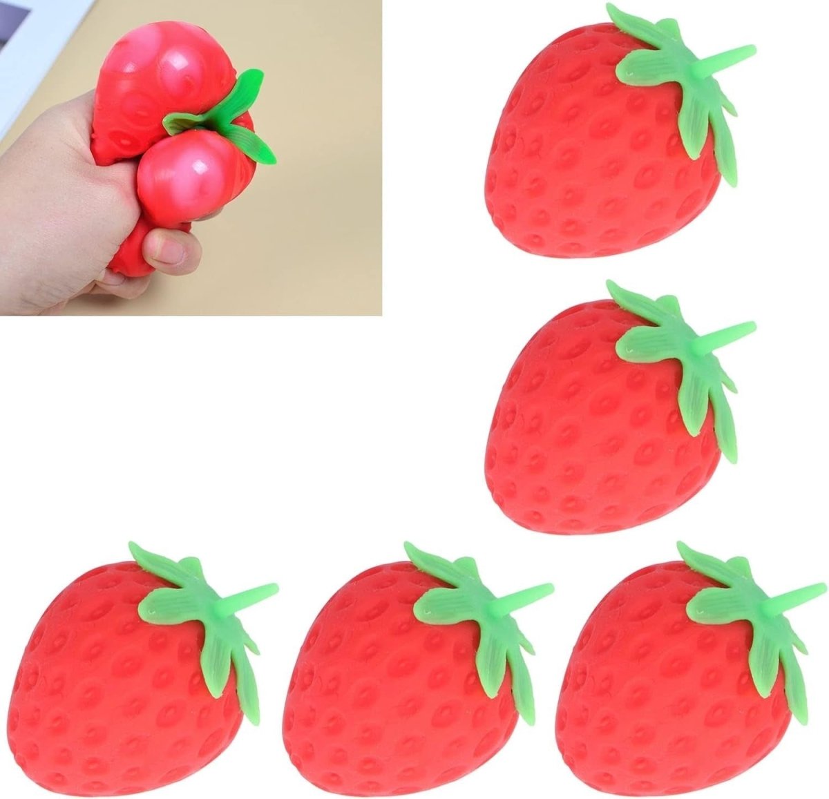 12pcs Strawberry Stress Balls Soft Elastic Squeeze Fidget Anxiety Relief - Kwikley