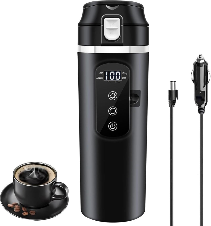 12V 24V Travel Electric Kettle 400ml Car Heating Mug 100°C Control - Kwikley