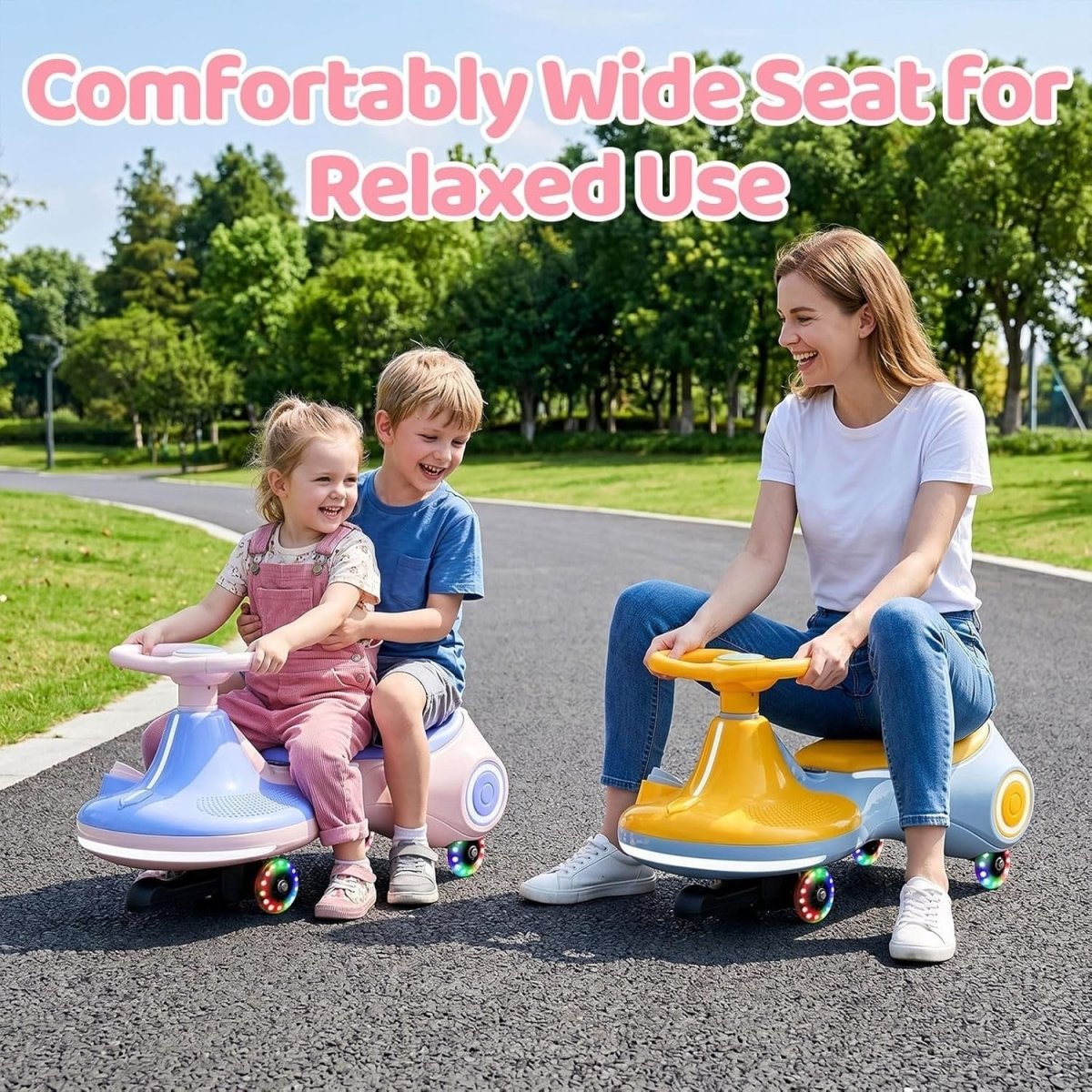 12V Electric Wiggle Car Kids Ride On Scooter LED Wheels 70kg 3 In 1 - Kwikley