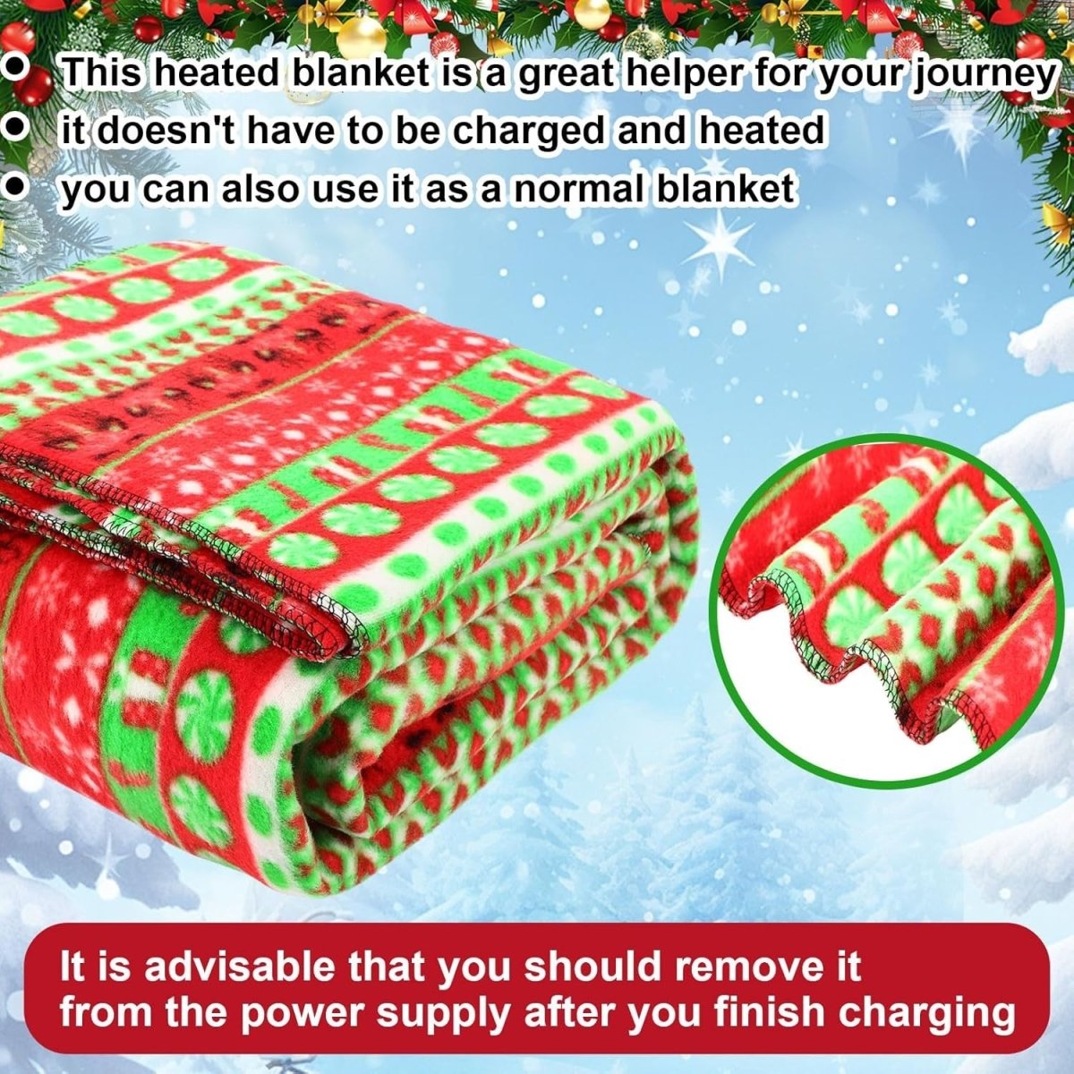 12V Heated Car Blanket Electric Winter Travel Throw Temperature Control Warm - Kwikley