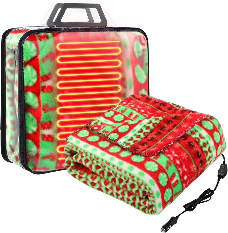 12V Heated Car Blanket Electric Winter Travel Throw Temperature Control Warm - Kwikley