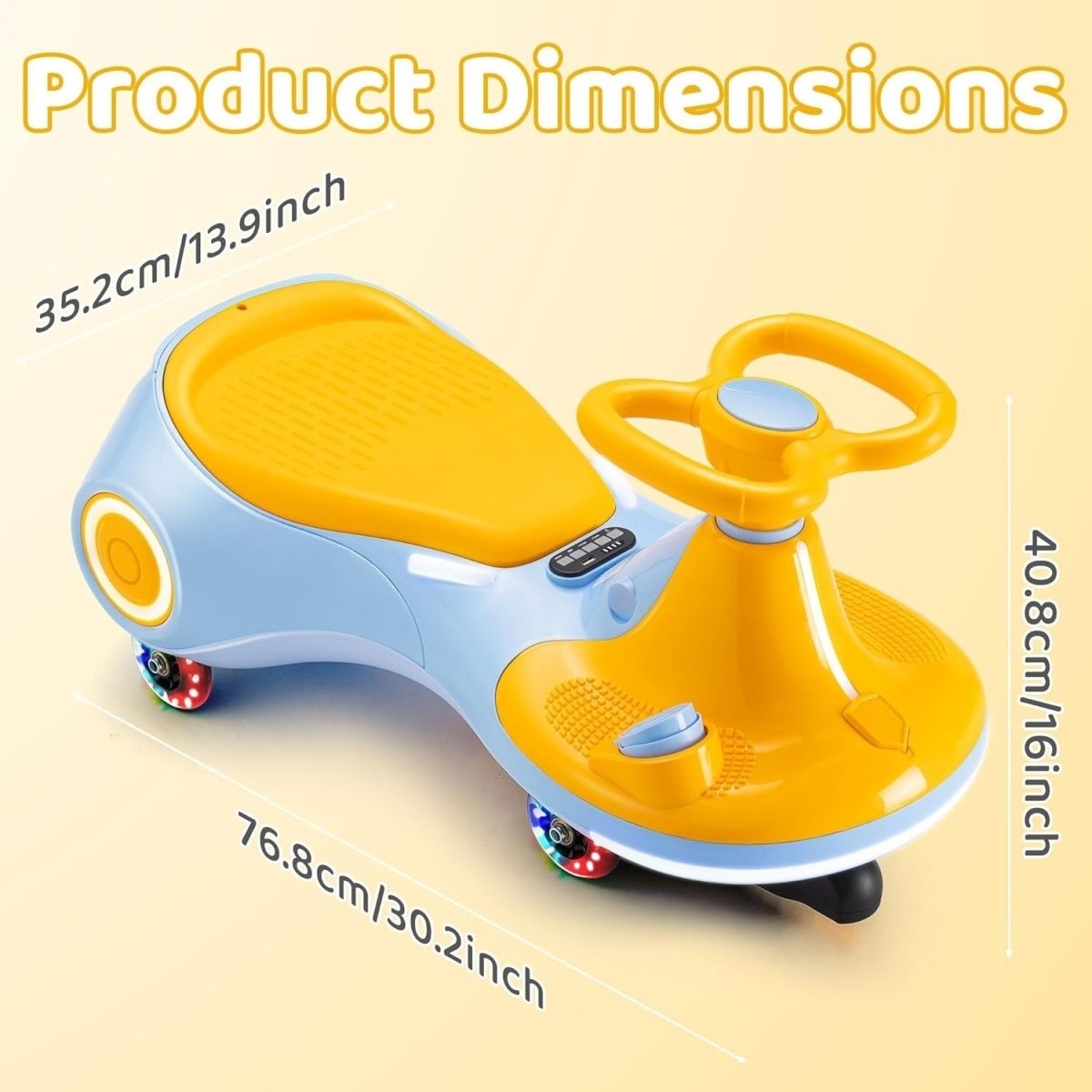 12V Kids Electric Wiggle Car Ride On Toy LED Wheels Music 70kg Blue - Kwikley