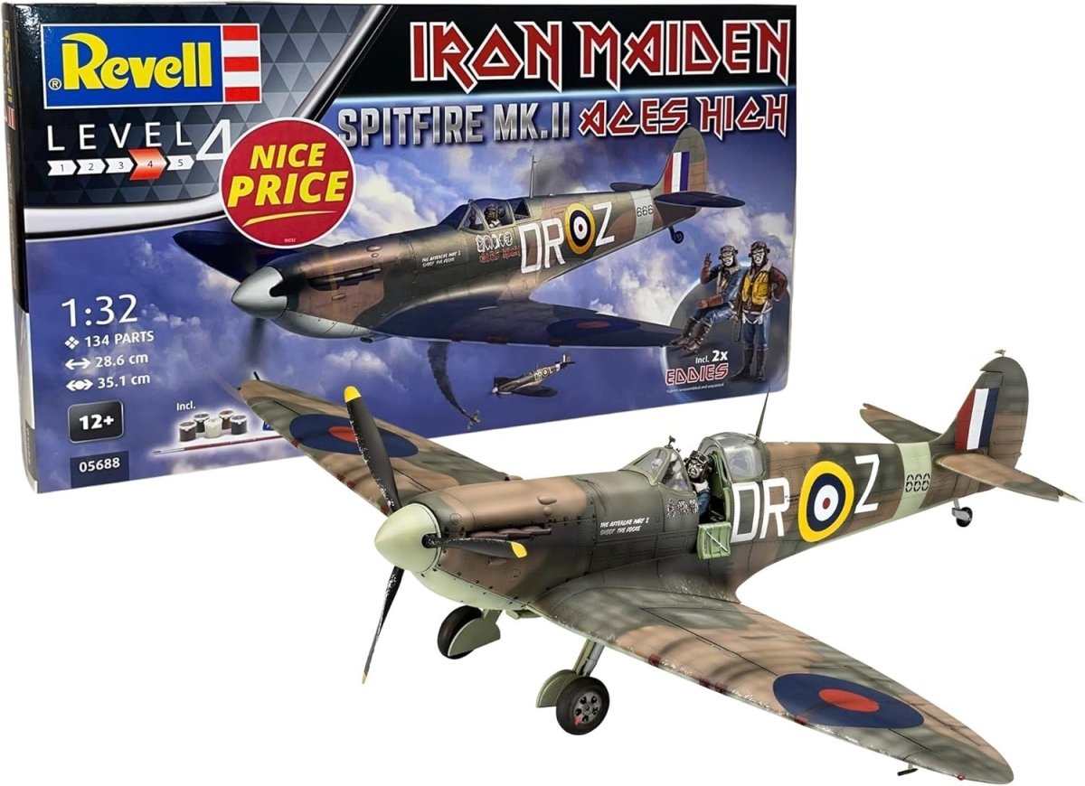 1:32 WWII Spitfire Model Kit w/ Paints, Glue, Brush – Pro Build Gift Set - Kwikley