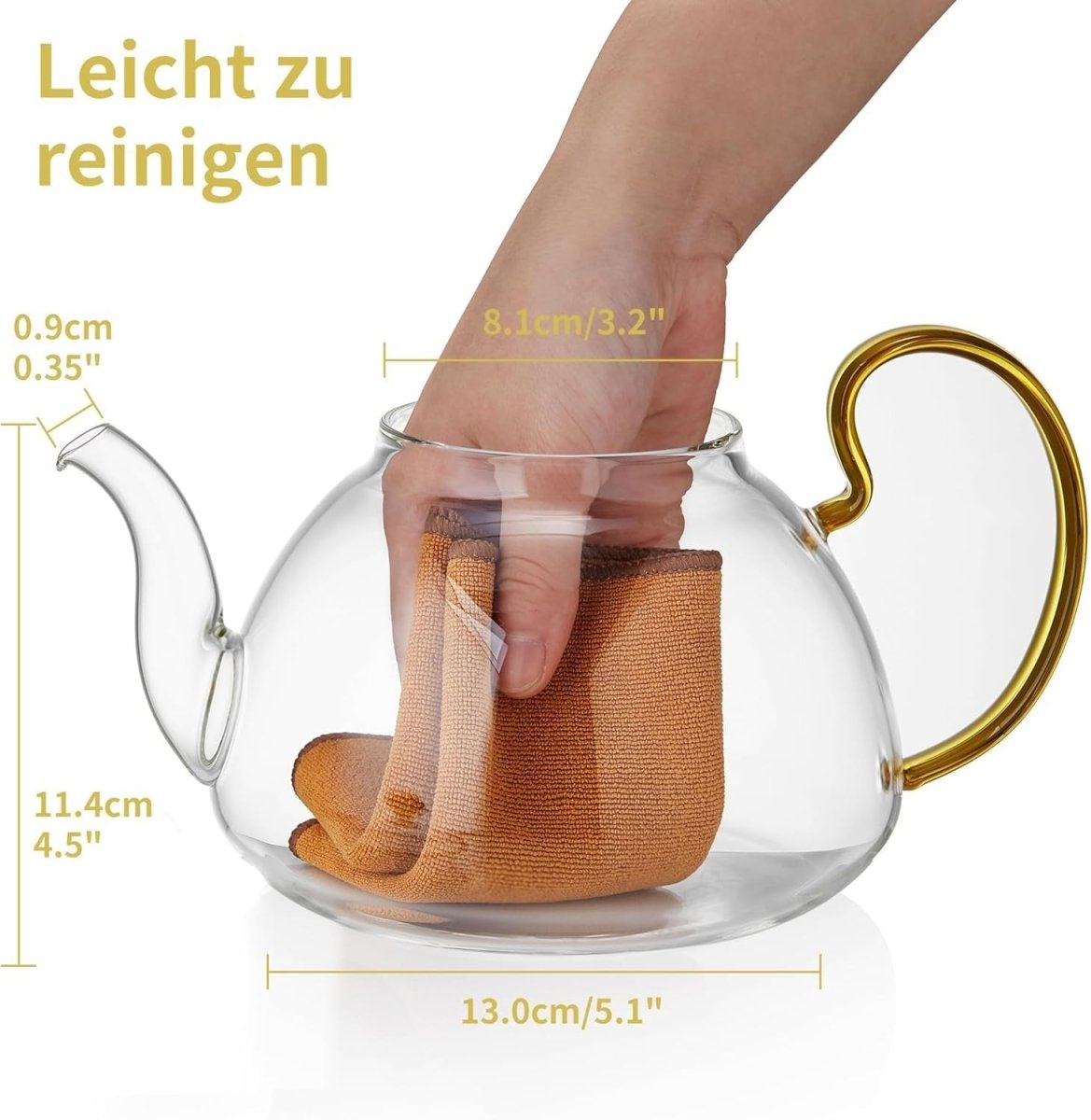 1350ml Glass Teapot with Removable Infuser Stovetop Safe Tea Pot - Kwikley