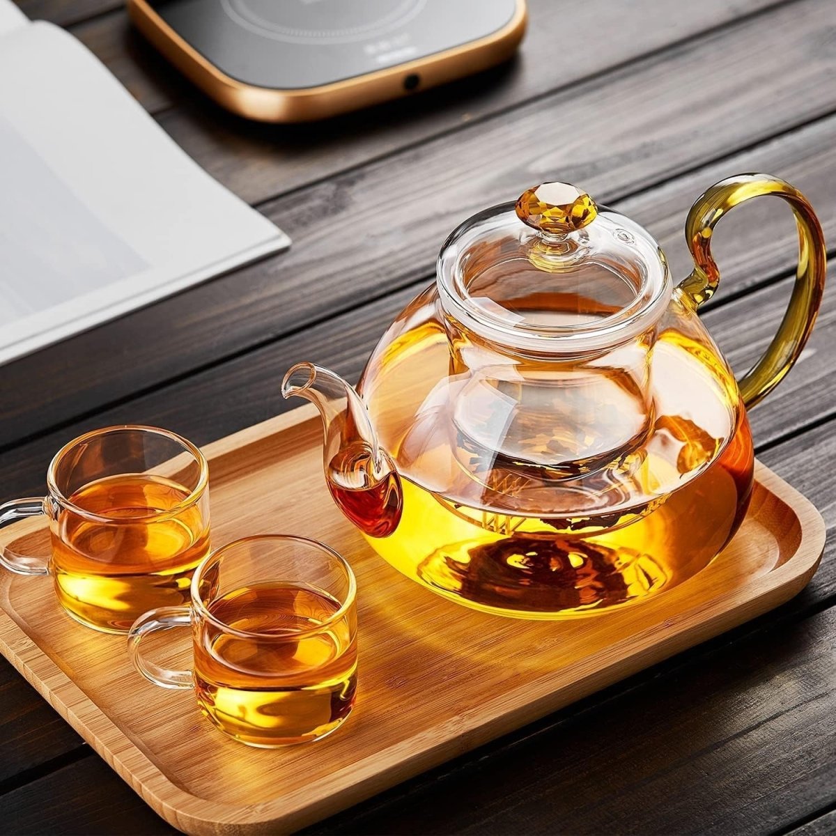 1350ml Glass Teapot with Removable Infuser Stovetop Safe Tea Pot - Kwikley