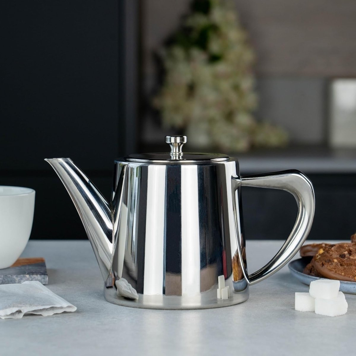 1360ml Stainless Steel Teapot 7 Cup Mirror Finish Non Drip Tea Pot - Kwikley