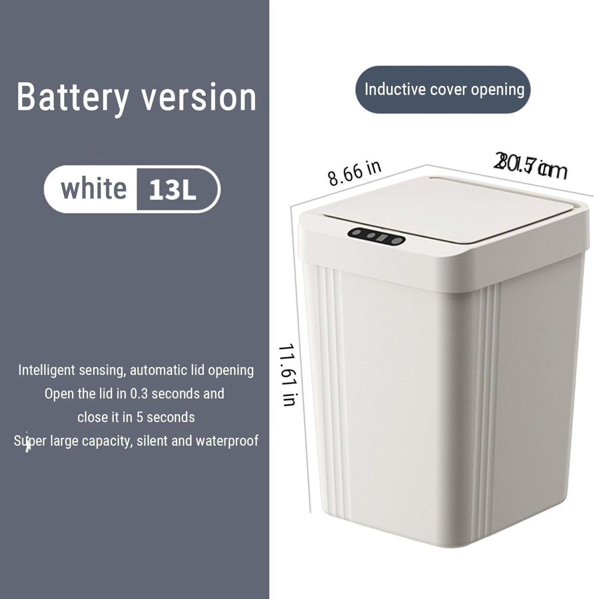 13L Touchless Trash Can Motion Sensor Smart Bin Kitchen Bathroom - Kwikley