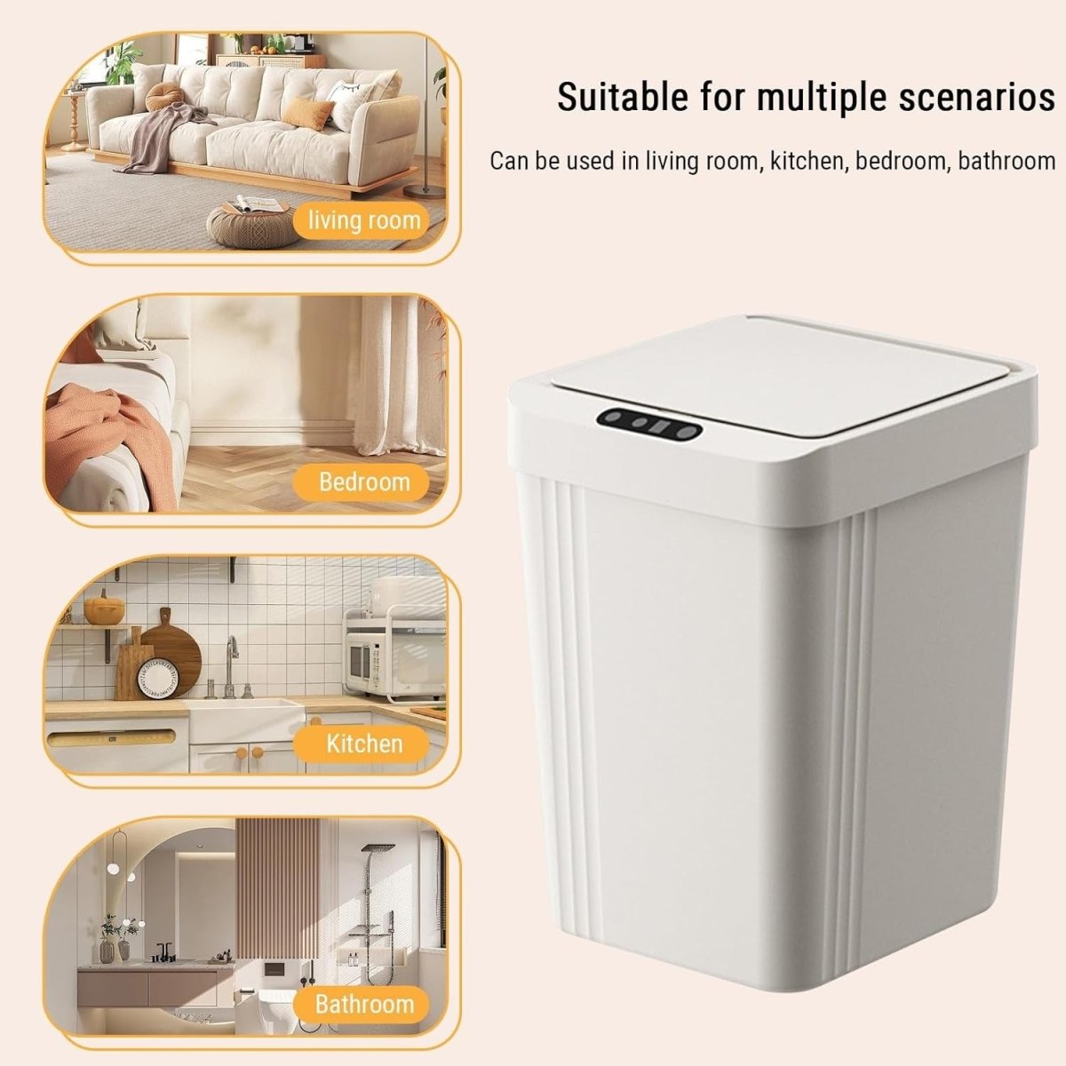 13L Touchless Trash Can Motion Sensor Smart Bin Kitchen Bathroom - Kwikley