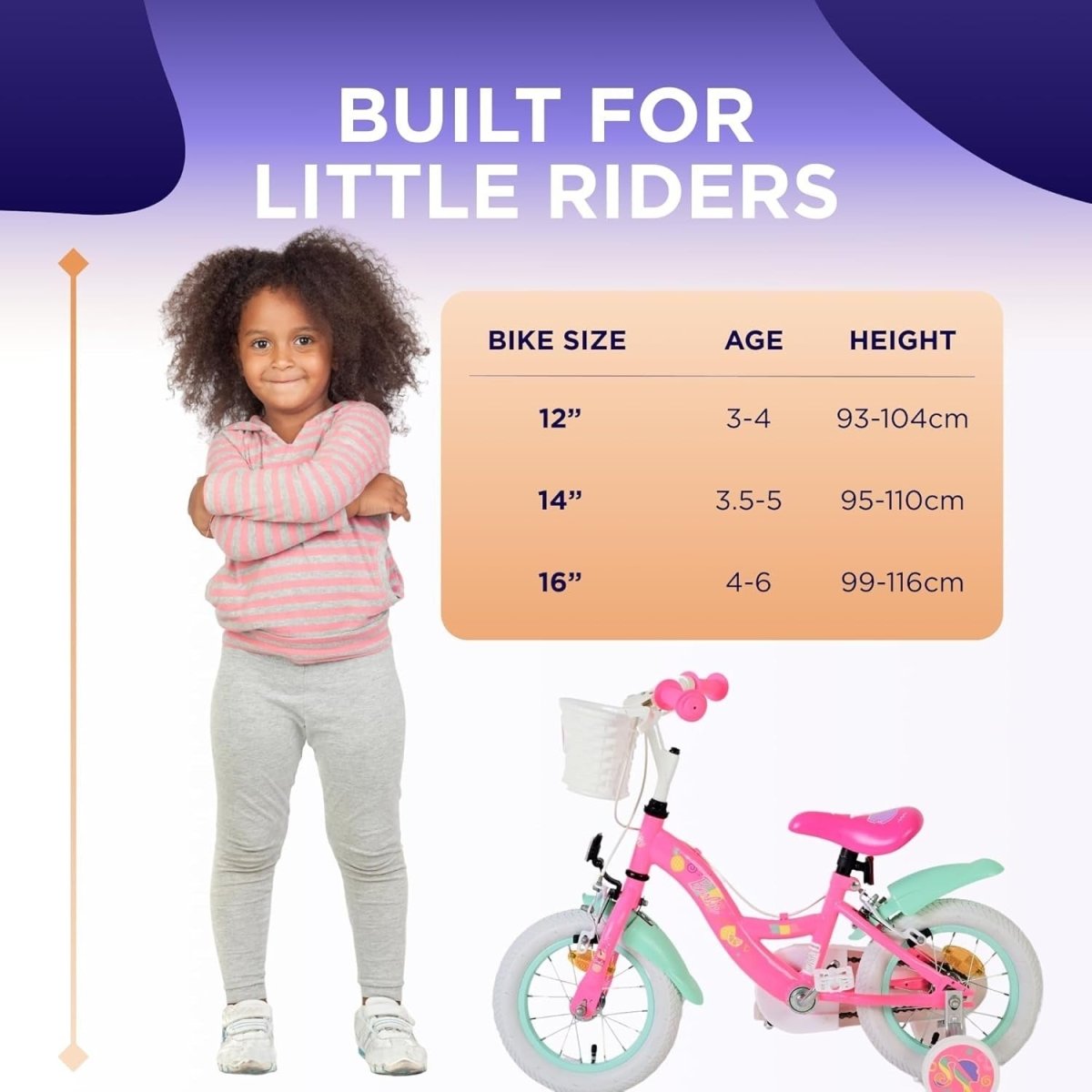 14 Inch Girls Bicycle with Training Wheels Dual Brakes Kids Bike Age 3-5 - Kwikley