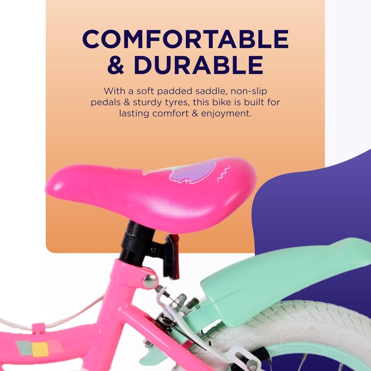 14 Inch Girls Bicycle with Training Wheels Dual Brakes Kids Bike Age 3-5 - Kwikley