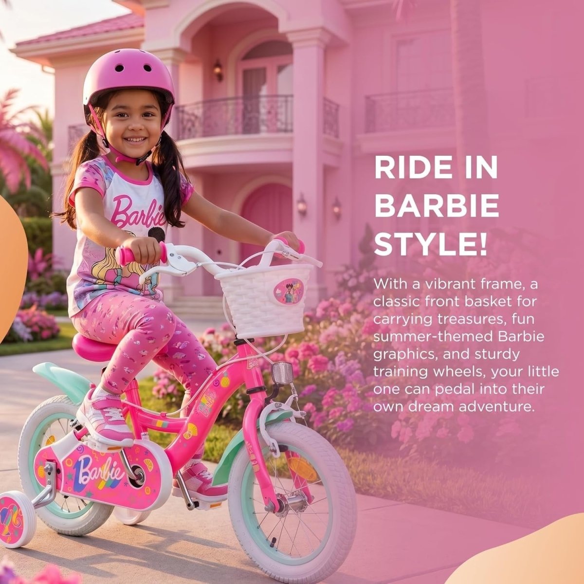 14 Inch Girls Bicycle with Training Wheels Dual Brakes Kids Bike Age 3-5 - Kwikley